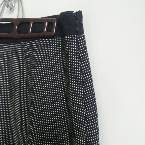 French Connection wool blend black tiny white polka dot skater mini skirt size 8 - Picture 3 of 11